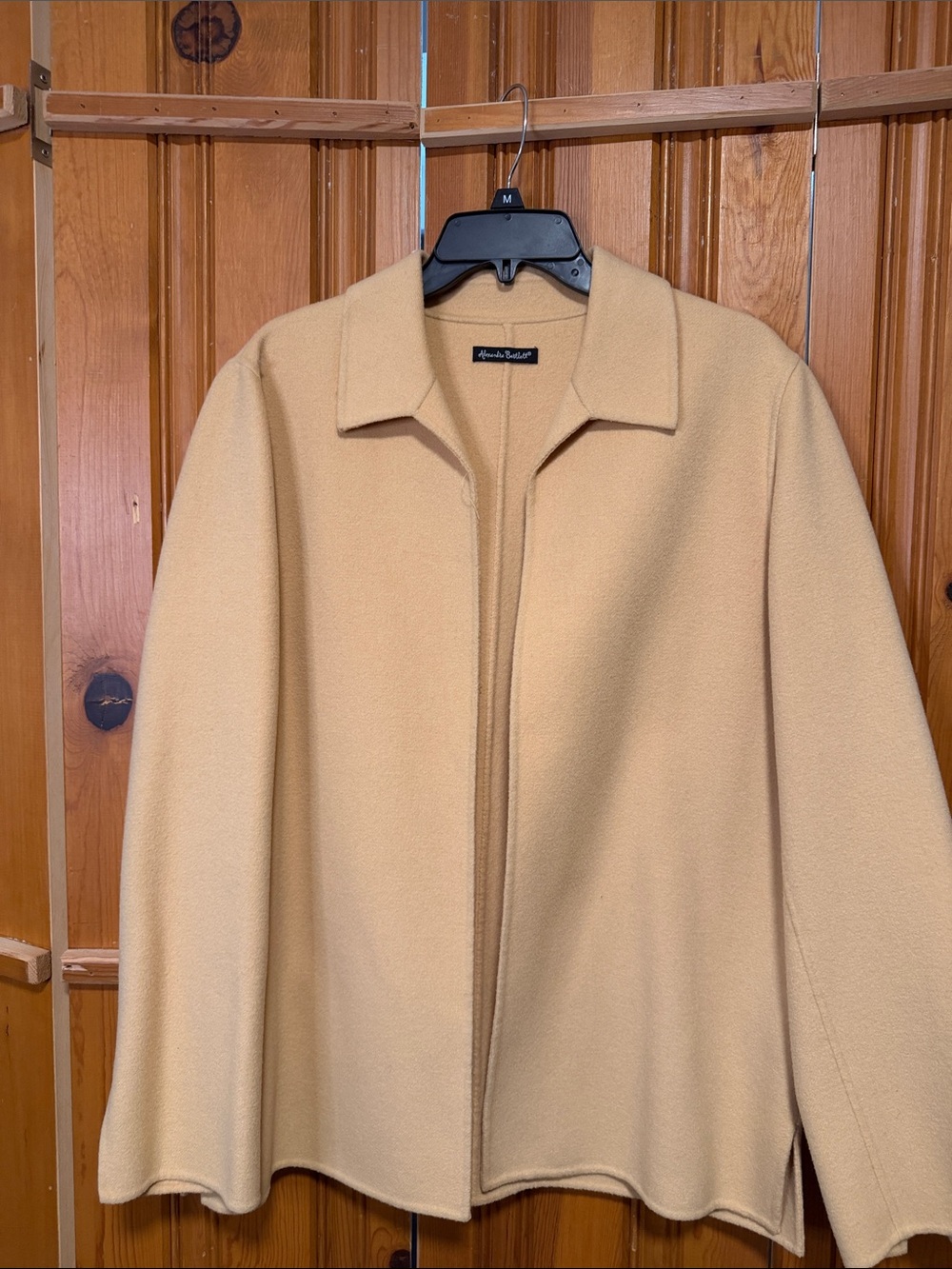 Alexandra Bartlett Beige 100% Wool Open Front Coat